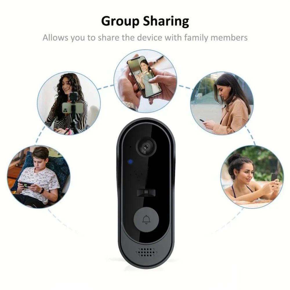 WiFi Wireless Smart Doorbell Camera with Battery 1000mAh Cloud Storage Video Intercom Outdoor Night Vision HD IR Waterproof Home