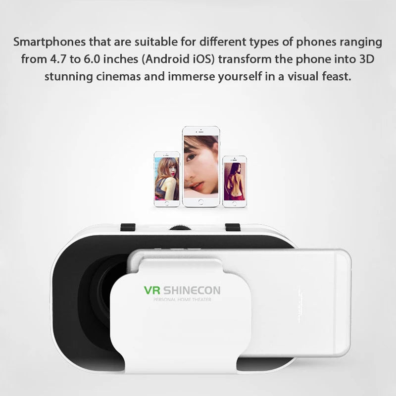 Shinecon VR Glasses 3D Headset Virtual Reality Device Helmet Goggles Lenses