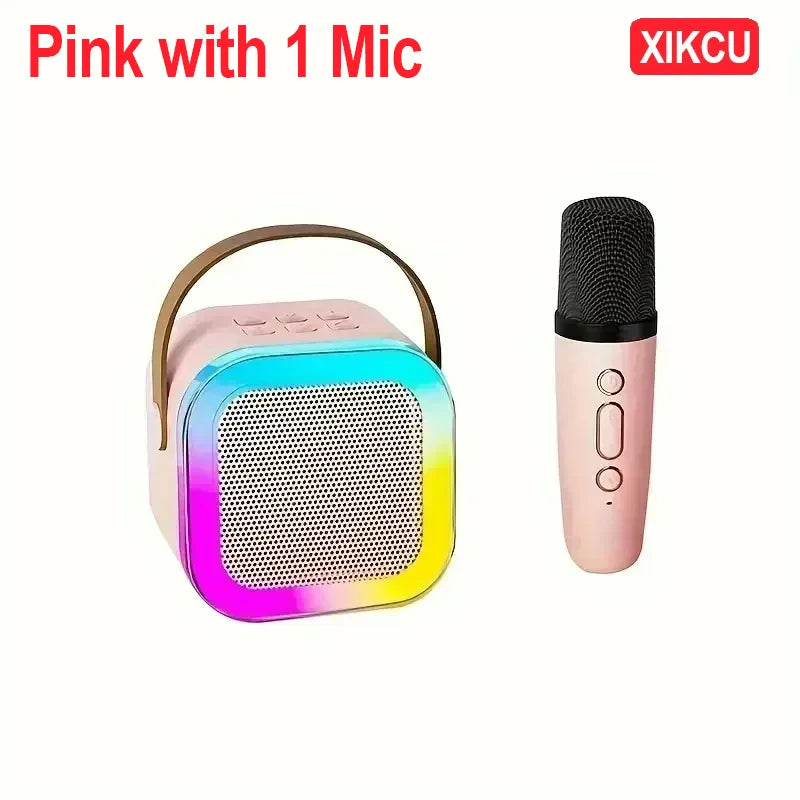 Karaoke Bluetooth 5.3 Speaker Machine PA System with 2 Wireless Microphones Home Family Singing Children's Gifts