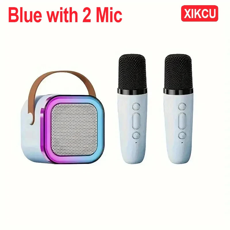 Karaoke Bluetooth 5.3 Speaker Machine PA System with 2 Wireless Microphones Home Family Singing Children's Gifts