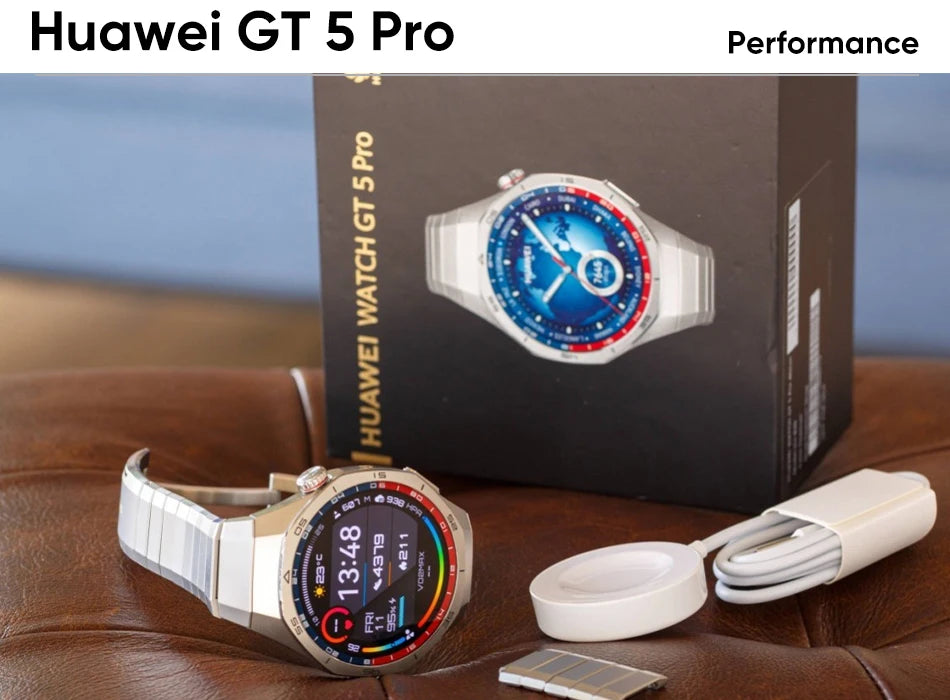 HUAWEI Watch GT 5 Pro 46mm Smartwatch Ceramic and Titanium Watch compatible with iOS and Android 14 days long battery life