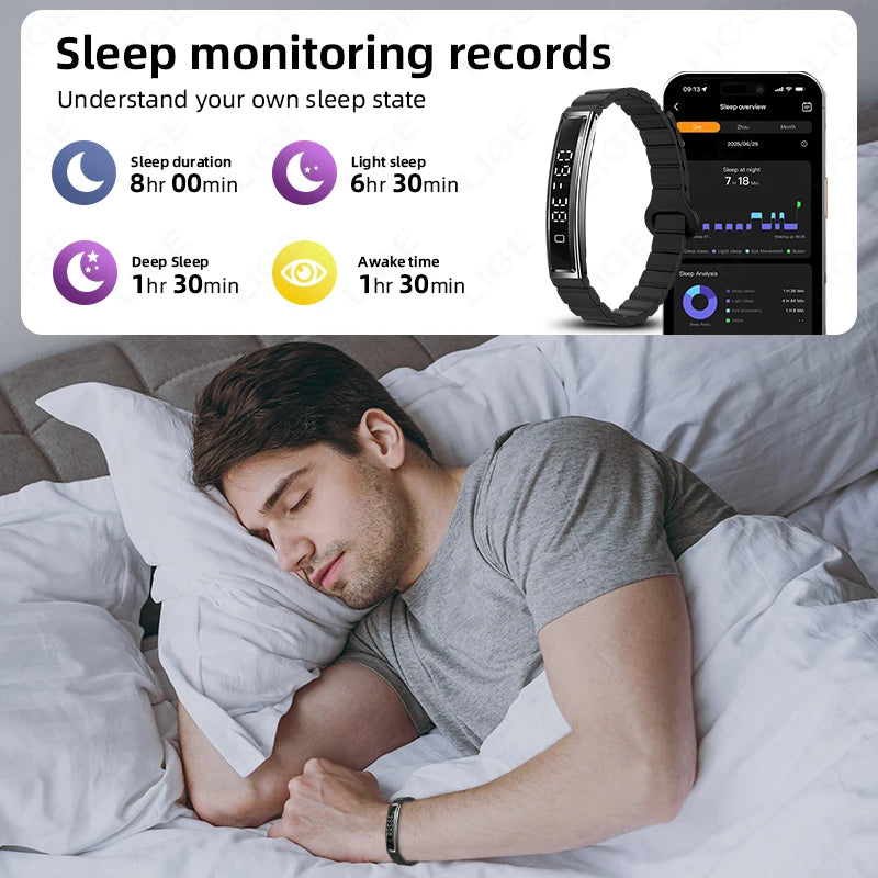 LIGE Call Reminder Smart Bracelet Fitness Sleep Tracker Heart Rate Stress HRV Health Monitor Step Counting Sport Smartwatch Band