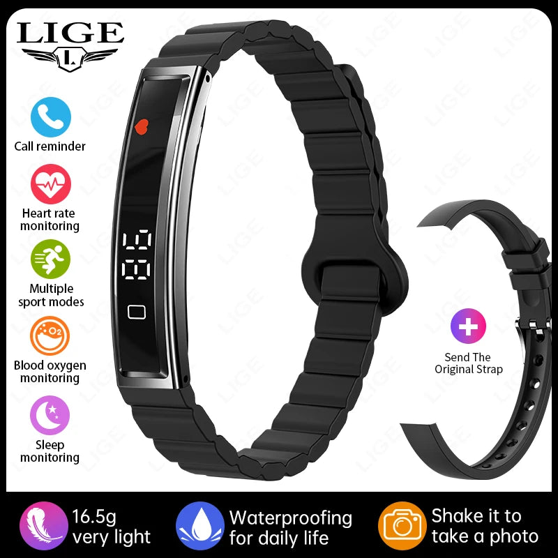 LIGE Call Reminder Smart Bracelet Fitness Sleep Tracker Heart Rate Stress HRV Health Monitor Step Counting Sport Smartwatch Band