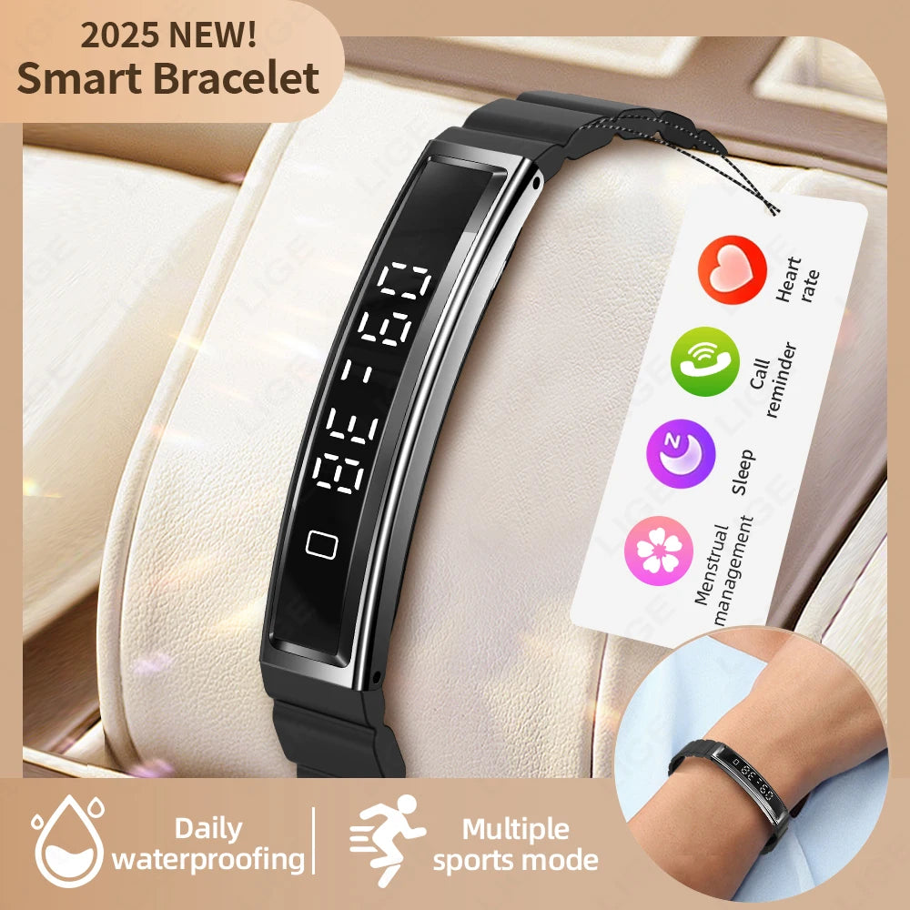LIGE Call Reminder Smart Bracelet Fitness Sleep Tracker Heart Rate Stress HRV Health Monitor Step Counting Sport Smartwatch Band