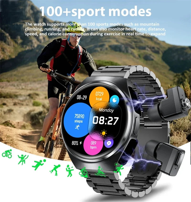 For Xiaomi New 2 in 1 Smart Watch With Earbuds Smartwatch TWS Bluetooth Earphone Heart Rate Blood Oxygen Monitor Sports Watch