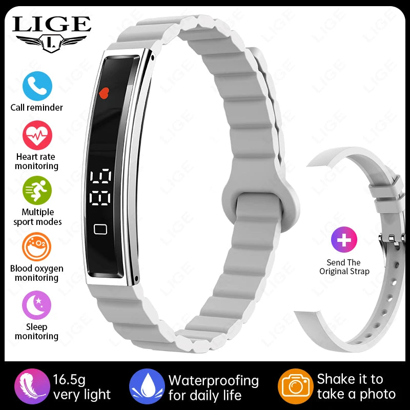 LIGE Call Reminder Smart Bracelet Fitness Sleep Tracker Heart Rate Stress HRV Health Monitor Step Counting Sport Smartwatch Band