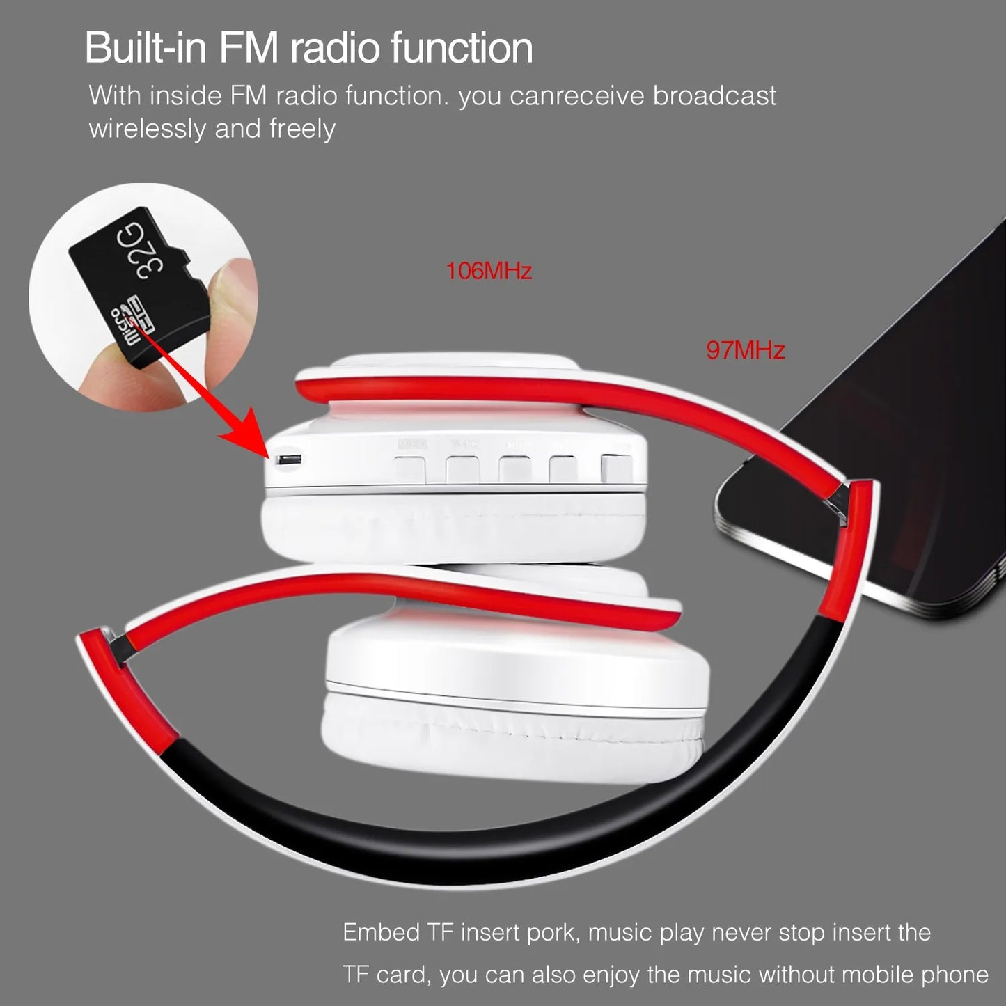 Headphones Stereo Foldable Sport Earphone Microphone Headset