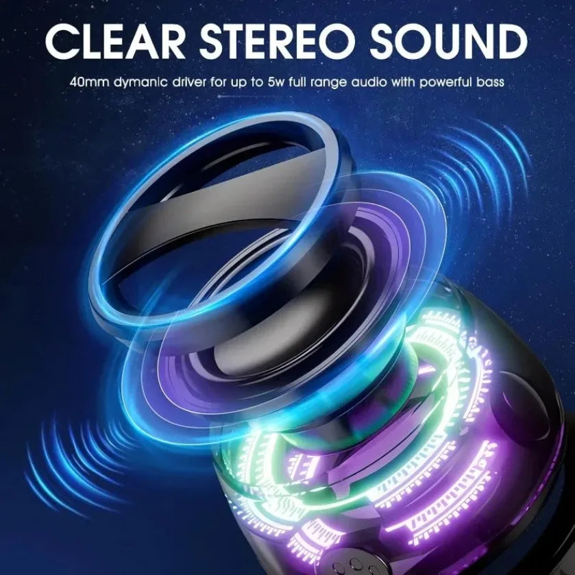 Mini Travel Stereo Outdoor Magnetic Bluetooth Speaker Wireless with RGB Color Light and Phone Holder for phones