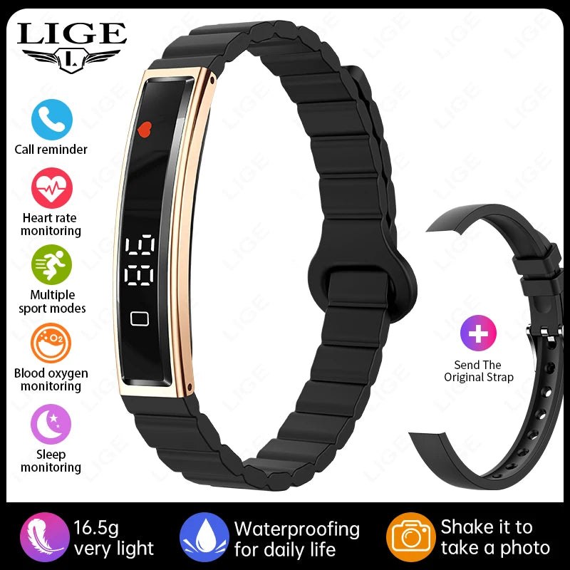 LIGE Call Reminder Smart Bracelet Fitness Sleep Tracker Heart Rate Stress HRV Health Monitor Step Counting Sport Smartwatch Band