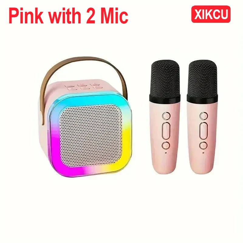 Karaoke Bluetooth 5.3 Speaker Machine PA System with 2 Wireless Microphones Home Family Singing Children's Gifts
