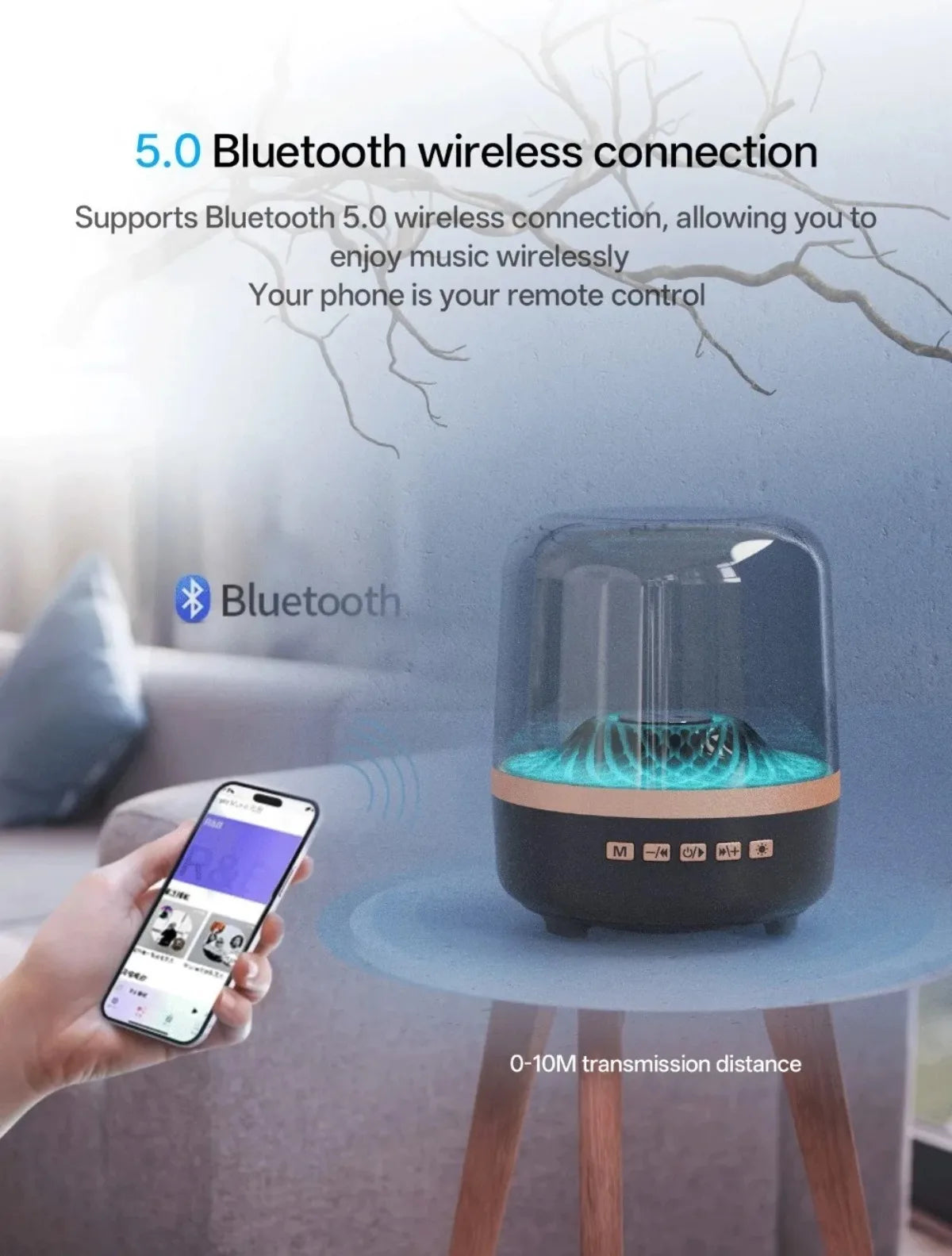 Breathing Lamp Speakers Hi-Fi Acoustic Wireless Soundbar Portable Speaker for Home Theater