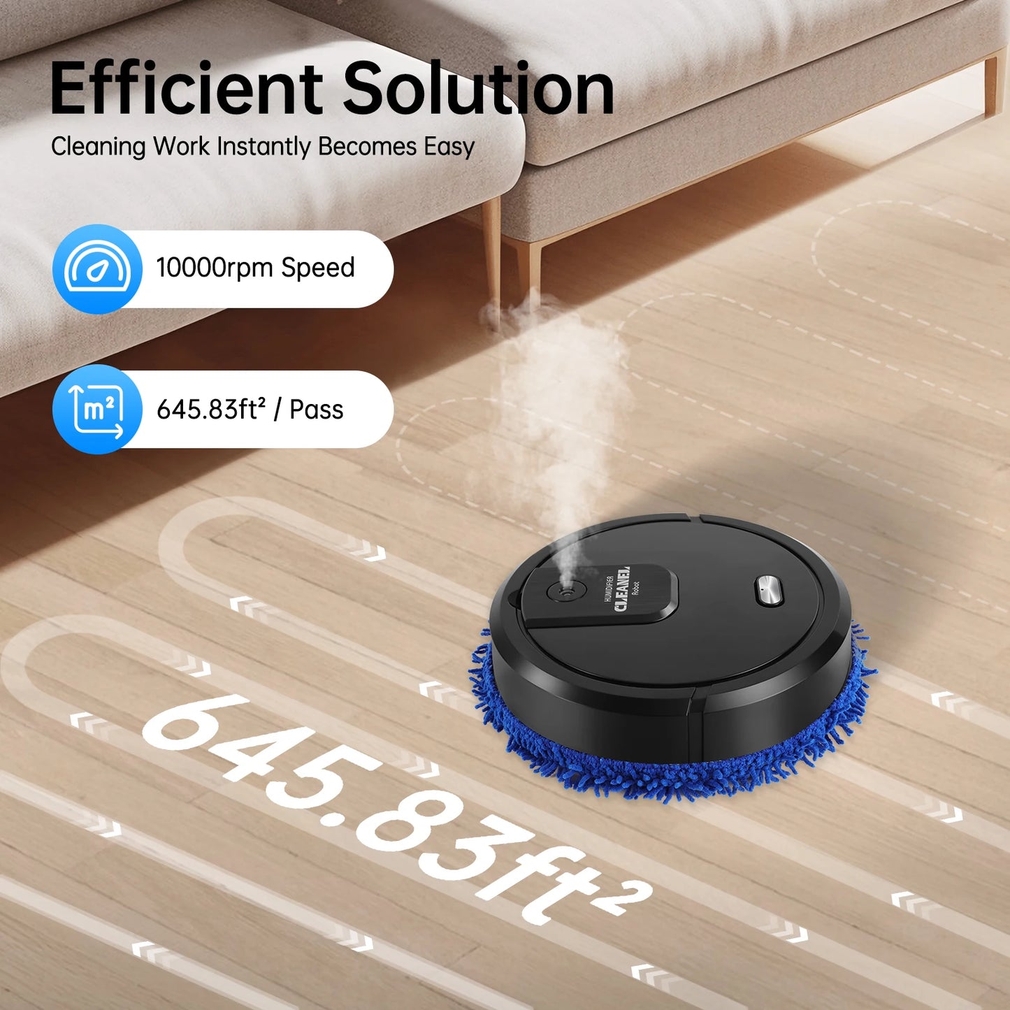 Intelligent Mop Robot - 2 in 1 Wet and Dry Robot for Wooden and Tile Floors, Quiet (60 dB), 30 Minutes Operating Time. Best cleaning technology for the year