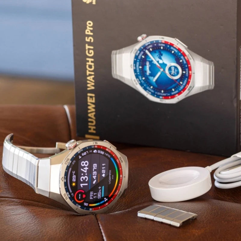 HUAWEI Watch GT 5 Pro 46mm Smartwatch Ceramic and Titanium Watch compatible with iOS and Android 14 days long battery life