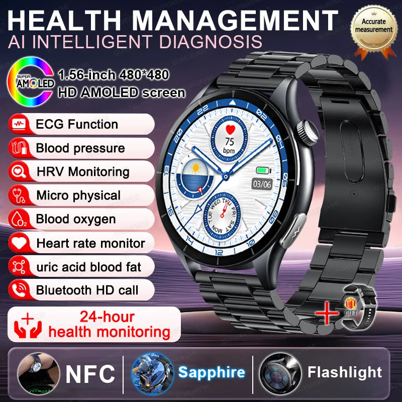 2025 New For HUAWEI Health MonitorUric Acid Blood Pressure Blood oxygen Body Analysis Smart Watch ECG+PPG Clock Smartwatch Men