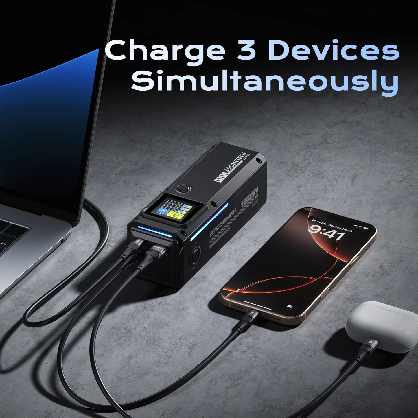 160W Power Bank 27000mAh 140W PD for long vacation &big electronics