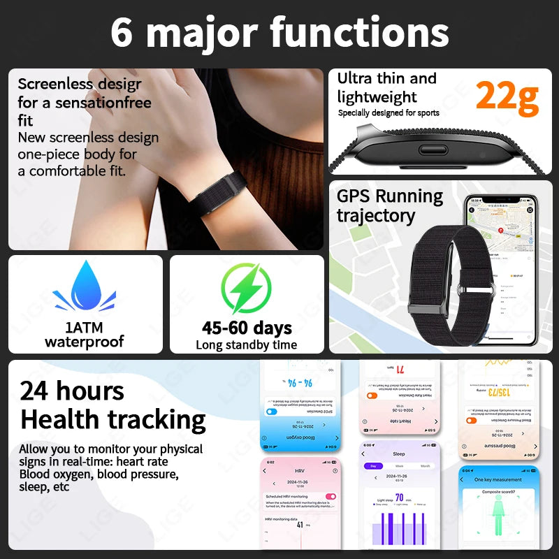 Smart Wristband Wearable Fitness Multi-Sport All-Day Automatic Continuous Monitoring Health Data Improve Sleep Stress Wellness