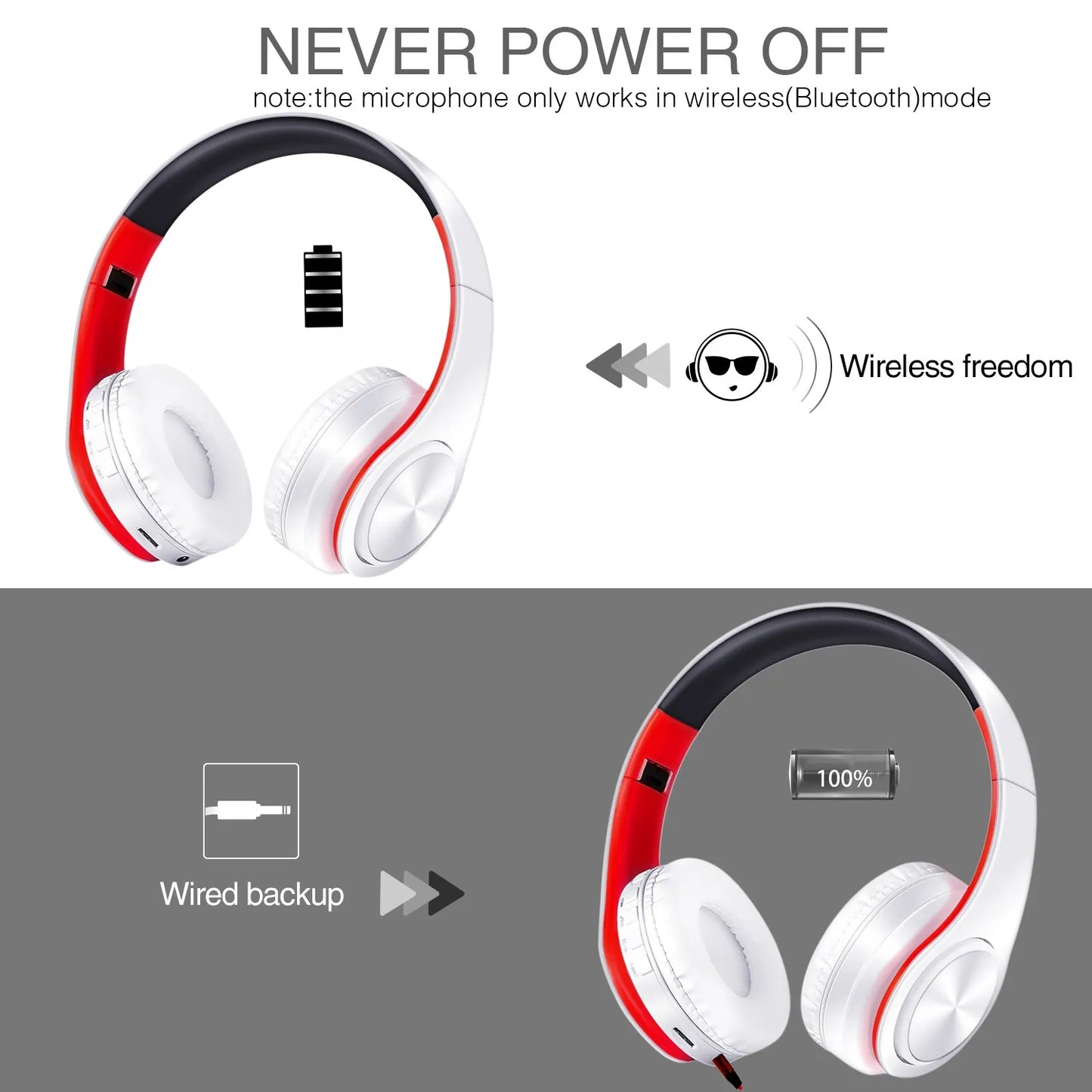Headphones Stereo Foldable Sport Earphone Microphone Headset