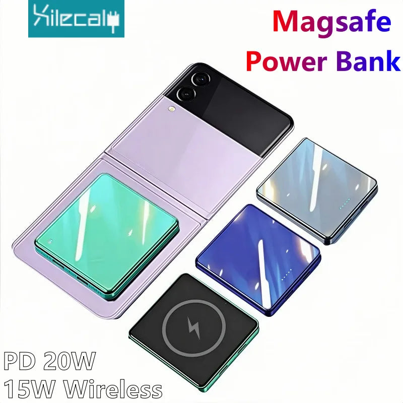 Xilecaly For Magsafe Power Bank 10000mAh Wireless Magnetic PowerBank Ultra Thin External Battery
