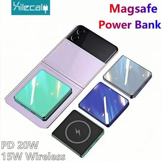 Xilecaly For Magsafe Power Bank 10000mAh Wireless Magnetic PowerBank Ultra Thin External Battery