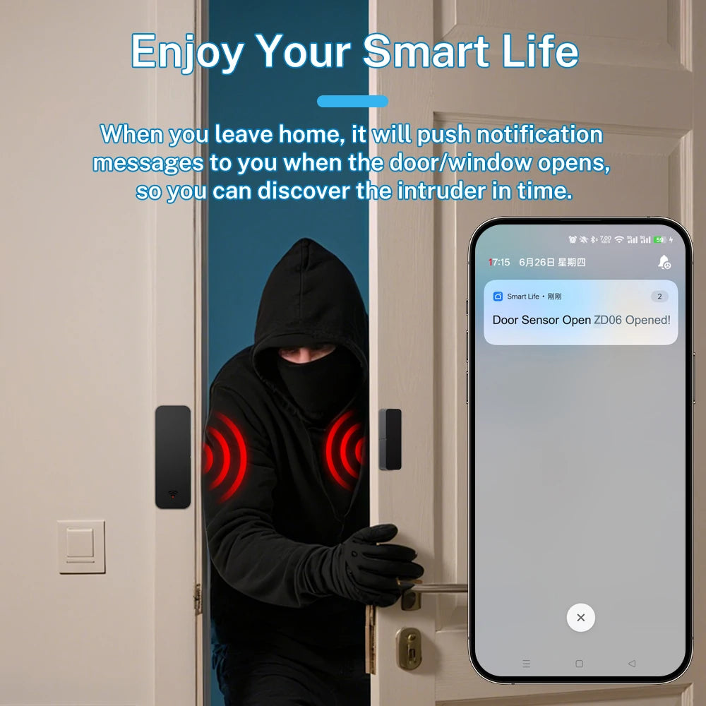 Wifi Door Sensor Window Sensor Security Burglar Magnetic Sensor Alarm Smart Life Work With Alexa Google Home