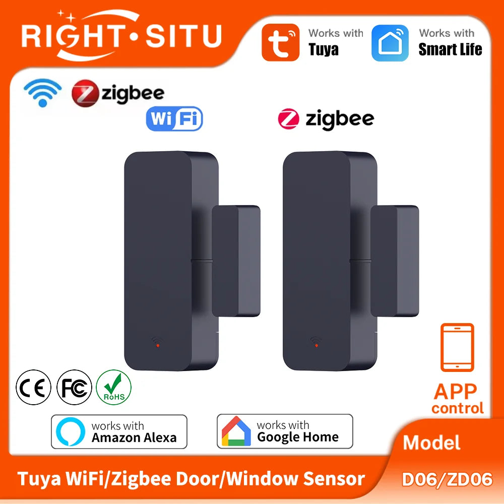 Wifi Door Sensor Window Sensor Security Burglar Magnetic Sensor Alarm Smart Life Work With Alexa Google Home