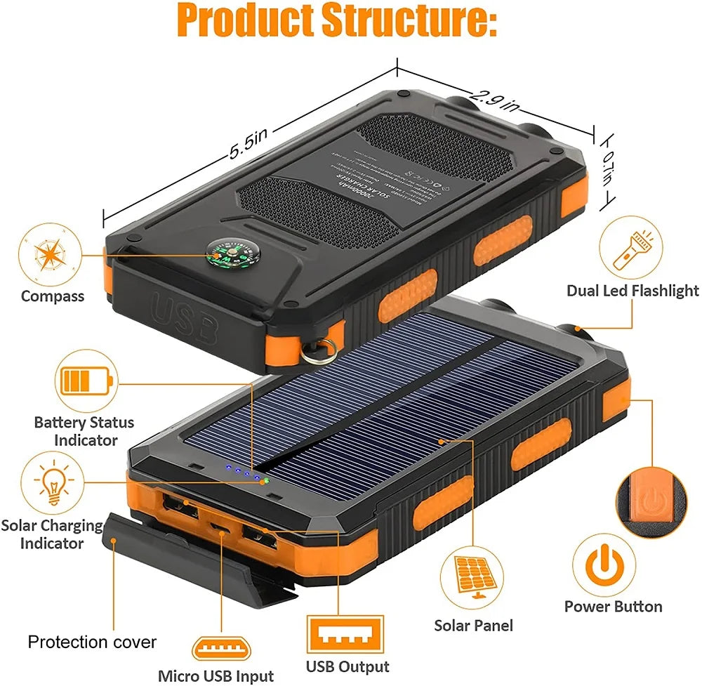 Solar Power Bank 80000mAh excellent for camping
