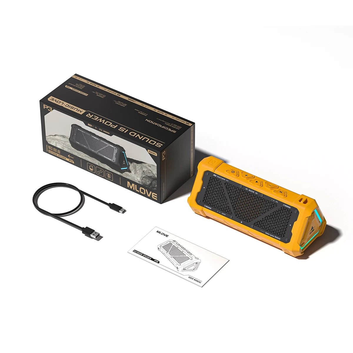 MLOVE P3 Outdoor Bluetooth Speaker, 40W Output Power Bluetooth 5.3, RGB Speaker Lights