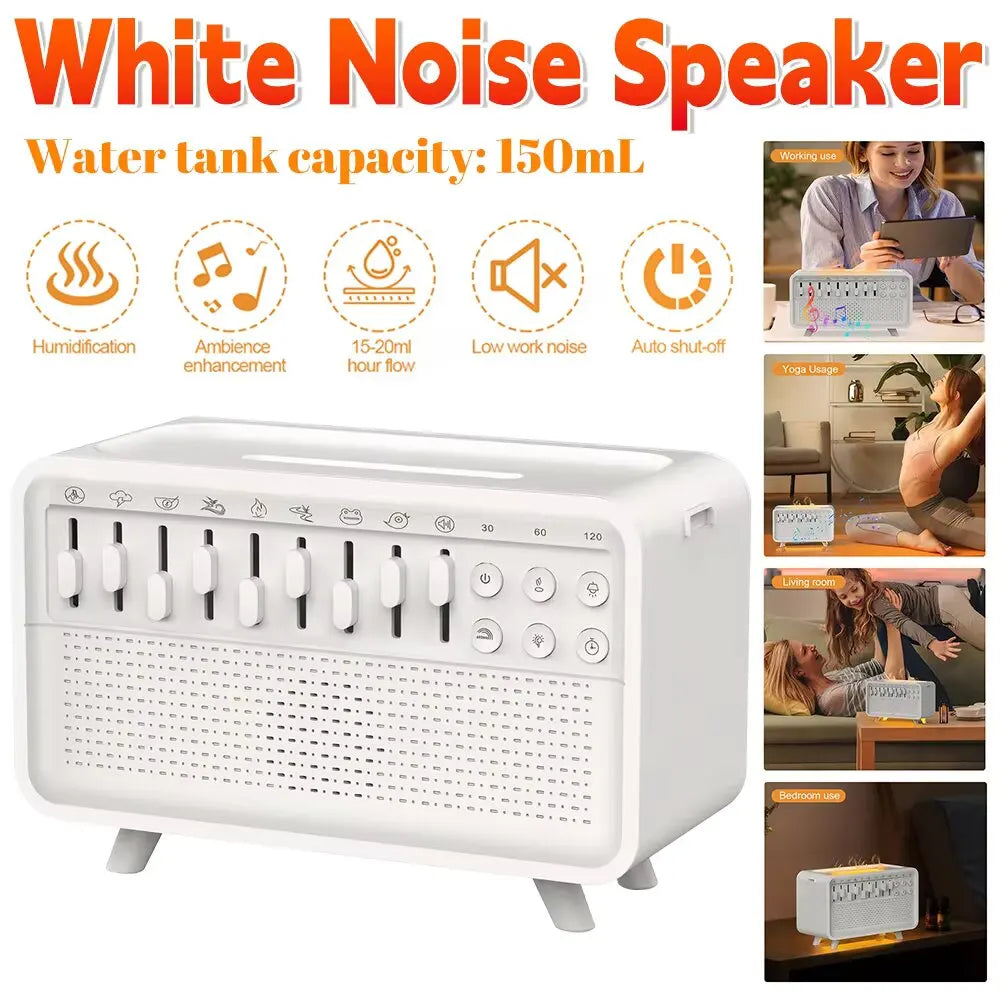 White Noise Bluetooth Speaker Sleep Aid Night Light Humidifier All-in-one Machine 8 Group Nature Sound Stereo Soundbox