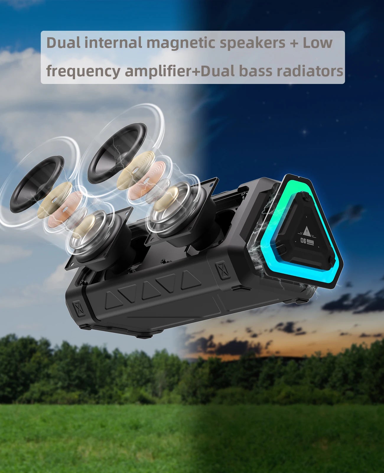 MLOVE P3 Outdoor Bluetooth Speaker, 40W Output Power Bluetooth 5.3, RGB Speaker Lights