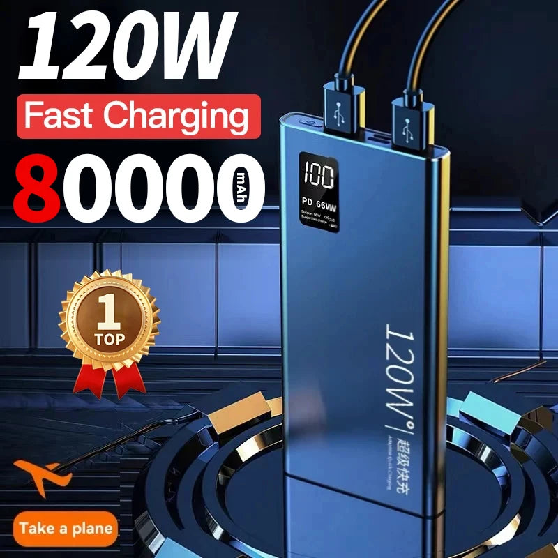 80000mAh Power Bank 120W Super Fast Charging