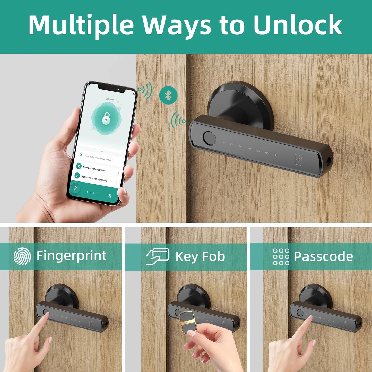 Viladepot Smart Lock Fingerprint Door Lock App Control Passcode Unlock Electronic Touchscreen Keypad
