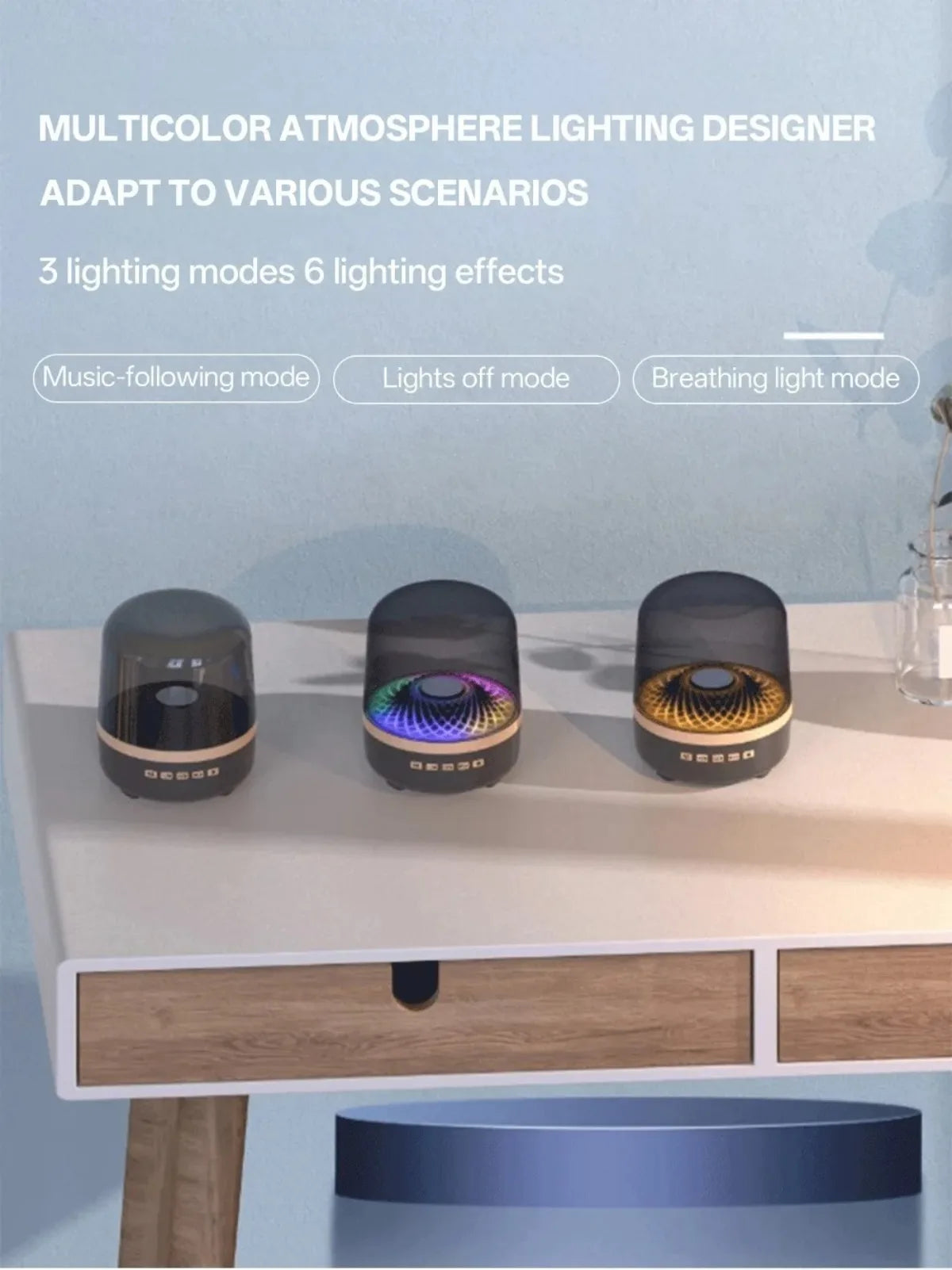 Breathing Lamp Speakers Hi-Fi Acoustic Wireless Soundbar Portable Speaker for Home Theater