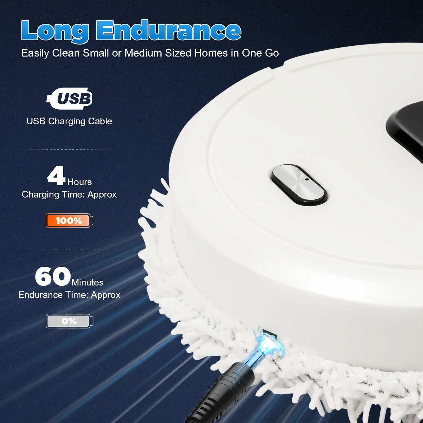 Intelligent Mop Robot - 2 in 1 Wet and Dry Robot for Wooden and Tile Floors, Quiet (60 dB), 30 Minutes Operating Time. Best cleaning technology for the year