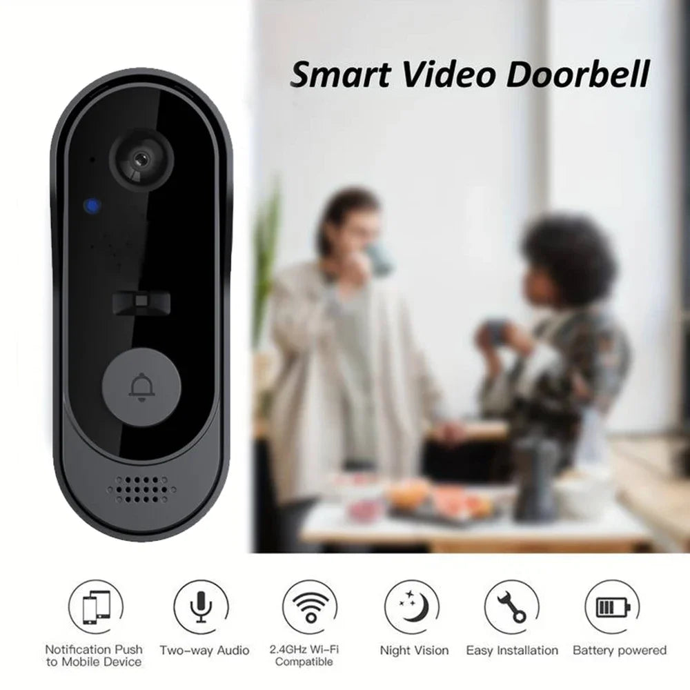 WiFi Wireless Smart Doorbell Camera with Battery 1000mAh Cloud Storage Video Intercom Outdoor Night Vision HD IR Waterproof Home