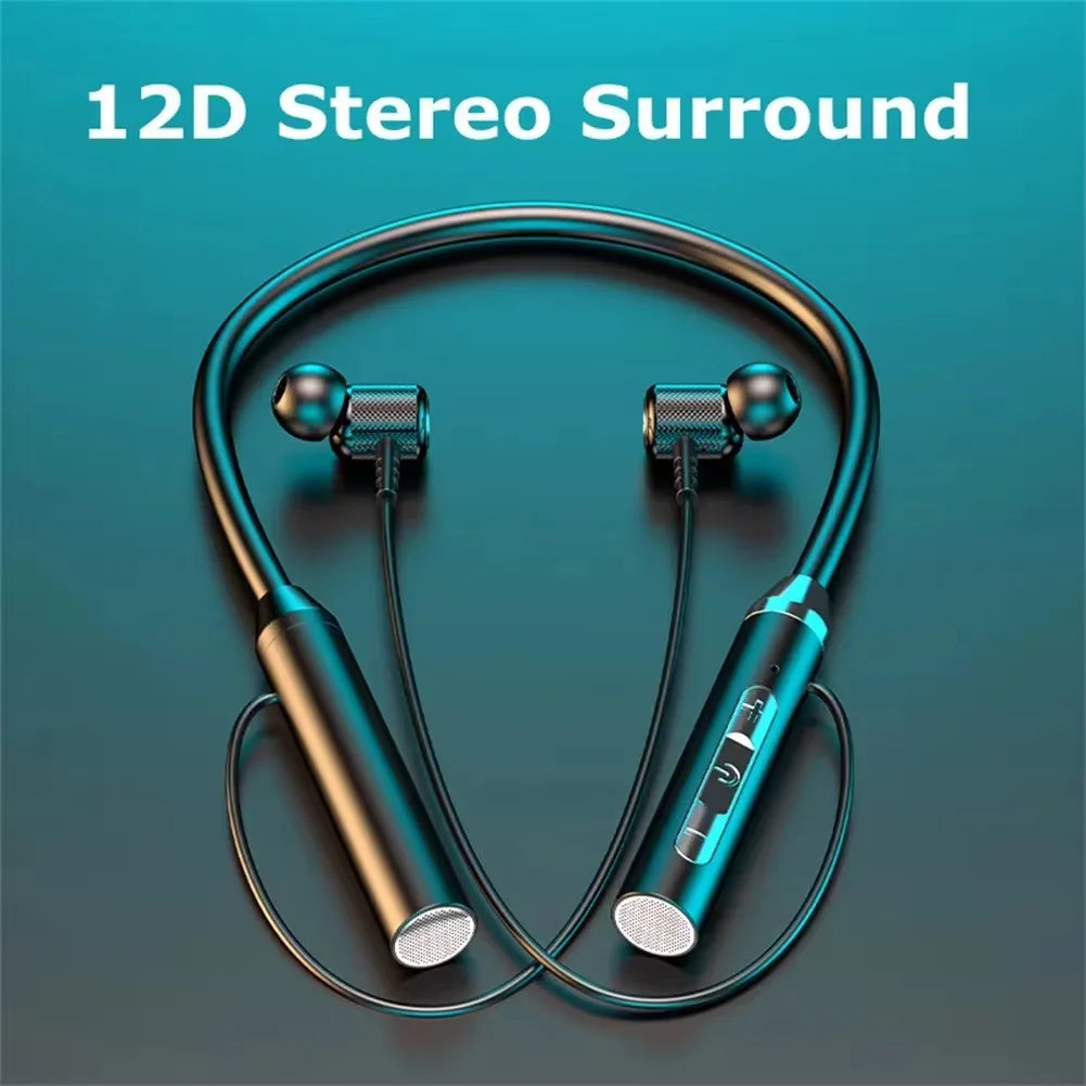 Wireless Bluetooth Earphones Neckband Headphones with led display