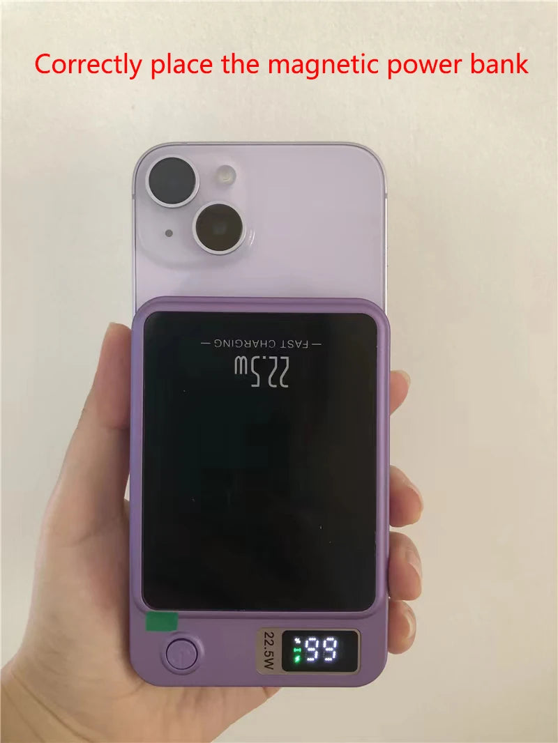 Magnetic Qi Wireless Charger Power Bank with a huge display