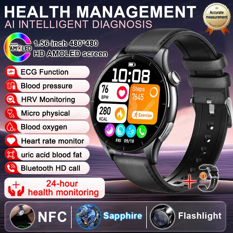 2025 New For HUAWEI Health MonitorUric Acid Blood Pressure Blood oxygen Body Analysis Smart Watch ECG+PPG Clock Smartwatch Men